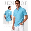 JEMITOP Mens Lightweight Oxford Short Sleeve Shirts | Button Down, Classic, Dress Shirt, Business Casual, Slim Fit, Pocket, Button Down Collar(Lake Blue)