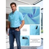 JEMITOP Mens Lightweight Oxford Short Sleeve Shirts | Button Down, Classic, Dress Shirt, Business Casual, Slim Fit, Pocket, Button Down Collar(Lake Blue)