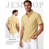 JEMITOP Mens Lightweight Oxford Short Sleeve Shirts | Button Down, Classic, Dress Shirt, Business Casual, Slim Fit, Pocket, Button Down Collar(Lemon Yellow)