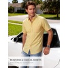 JEMITOP Mens Lightweight Oxford Short Sleeve Shirts | Button Down, Classic, Dress Shirt, Business Casual, Slim Fit, Pocket, Button Down Collar(Lemon Yellow)