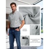 JEMITOP Mens Lightweight Oxford Short Sleeve Shirts | Button Down, Classic, Dress Shirt, Business Casual, Slim Fit, Pocket, Button Down Collar(Light Grey)