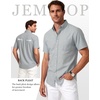 JEMITOP Mens Lightweight Oxford Short Sleeve Shirts | Button Down, Classic, Dress Shirt, Business Casual, Slim Fit, Pocket, Button Down Collar(Light Grey)