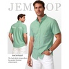 JEMITOP Mens Lightweight Oxford Short Sleeve Shirts | Button Down, Classic, Dress Shirt, Business Casual, Slim Fit, Pocket, Button Down Collar(Mint Green)