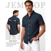 JEMITOP Mens Lightweight Oxford Short Sleeve Shirts | Button Down, Classic, Dress Shirt, Business Casual, Slim Fit, Pocket, Button Down Collar(Navy Blue)