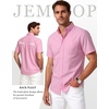 JEMITOP Mens Lightweight Oxford Short Sleeve Shirts | Button Down, Classic, Dress Shirt, Business Casual, Slim Fit, Pocket, Button Down Collar(Pink)