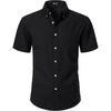 JEMITOP Mens Lightweight Oxford Short Sleeve Shirts | Button Down, Classic, Dress Shirt, Business Casual, Slim Fit, Pocket, Button Down Collar(Black)