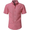 JEMITOP Mens Lightweight Oxford Short Sleeve Shirts | Button Down, Classic, Dress Shirt, Business Casual, Slim Fit, Pocket, Button Down Collar(Coral Red)