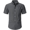 JEMITOP Mens Lightweight Oxford Short Sleeve Shirts | Button Down, Classic, Dress Shirt, Business Casual, Slim Fit, Pocket, Button Down Collar(Dark Grey)