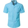 JEMITOP Mens Lightweight Oxford Short Sleeve Shirts | Button Down, Classic, Dress Shirt, Business Casual, Slim Fit, Pocket, Button Down Collar(Lake Blue)