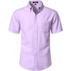 JEMITOP Mens Lightweight Oxford Short Sleeve Shirts | Button Down, Classic, Dress Shirt, Business Casual, Slim Fit, Pocket, Button Down Collar(Lavender Purple)