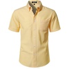 JEMITOP Mens Lightweight Oxford Short Sleeve Shirts | Button Down, Classic, Dress Shirt, Business Casual, Slim Fit, Pocket, Button Down Collar(Lemon Yellow)