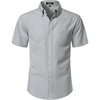 JEMITOP Mens Lightweight Oxford Short Sleeve Shirts | Button Down, Classic, Dress Shirt, Business Casual, Slim Fit, Pocket, Button Down Collar(Light Grey)