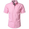 JEMITOP Mens Lightweight Oxford Short Sleeve Shirts | Button Down, Classic, Dress Shirt, Business Casual, Slim Fit, Pocket, Button Down Collar(Pink)