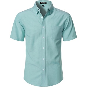 JEMITOP Mens Lightweight Oxford Short Sleeve Shirts | Button Down, Classic, Dress Shirt, Business Casual, Slim Fit, Pocket, Button Down Collar(Aqua Green)