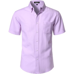 JEMITOP Mens Lightweight Oxford Short Sleeve Shirts | Button Down, Classic, Dress Shirt, Business Casual, Slim Fit, Pocket, Button Down Collar(Lavender Purple)