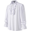 JEMITOP Mens Vintage Lace Up Poet Shirt Pirate Costume | Elastic Cuff, Renaissance, Vampire, Victorian, Medieval, Cosplay, Steampunk, Gothic, Viking, Halloween, Outfit(White)