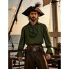 JEMITOP Mens Vintage Lace Up Poet Shirt Pirate Costume | Elastic Cuff, Renaissance, Vampire, Victorian, Medieval, Cosplay, Steampunk, Gothic, Viking, Halloween, Outfit(Army Green)