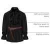 JEMITOP Mens Vintage Lace Up Poet Shirt Pirate Costume | Elastic Cuff, Renaissance, Vampire, Victorian, Medieval, Cosplay, Steampunk, Gothic, Viking, Halloween, Outfit(Black)