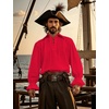JEMITOP Mens Vintage Lace Up Poet Shirt Pirate Costume | Elastic Cuff, Renaissance, Vampire, Victorian, Medieval, Cosplay, Steampunk, Gothic, Viking, Halloween, Outfit(Classic Red)