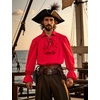 JEMITOP Mens Vintage Lace Up Poet Shirt Pirate Costume | Elastic Cuff, Renaissance, Vampire, Victorian, Medieval, Cosplay, Steampunk, Gothic, Viking, Halloween, Outfit(Red)