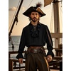 JEMITOP Mens Vintage Lace Up Poet Shirt Pirate Costume | Elastic Cuff, Renaissance, Vampire, Victorian, Medieval, Cosplay, Steampunk, Gothic, Viking, Halloween, Outfit(Black)