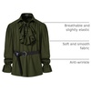 JEMITOP Mens Vintage Lace Up Poet Shirt Pirate Costume | Elastic Cuff, Renaissance, Vampire, Victorian, Medieval, Cosplay, Steampunk, Gothic, Viking, Halloween, Outfit(Army Green)