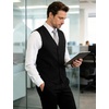 Men’s Lightweight Texture Slim Fit Suit Dress Vest | Vintage, Wedding, with Pocket, Formal, Tuxedo, Business, Casual, Waistcoat(Black)