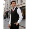 Men’s Lightweight Texture Slim Fit Suit Dress Vest | Vintage, Wedding, with Pocket, Formal, Tuxedo, Business, Casual, Waistcoat(Black)