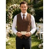 Men’s Lightweight Texture Slim Fit Suit Dress Vest | Vintage, Wedding, with Pocket, Formal, Tuxedo, Business, Casual, Waistcoat(Brown)