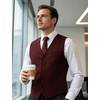 Men’s Lightweight Texture Slim Fit Suit Dress Vest | Vintage, Wedding, with Pocket, Formal, Tuxedo, Business, Casual, Waistcoat(Burgundy)