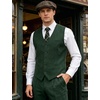 Men’s Lightweight Texture Slim Fit Suit Dress Vest | Vintage, Wedding, with Pocket, Formal, Tuxedo, Business, Casual, Waistcoat(Dark Green)