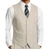 Men’s Lightweight Texture Slim Fit Suit Dress Vest | Vintage, Wedding, with Pocket, Formal, Tuxedo, Business, Casual, Waistcoat(Beige)