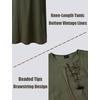 JEMITOP Men Renaissance Medieval Viking Tunic Costume Shirt | Pure Cotton, Pirate, Knight, Halloween, Vampire, Sleeveless, Lace Up, Without Belt(Army Green)