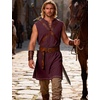 JEMITOP Men Renaissance Medieval Viking Tunic Costume Shirt | Pure Cotton, Pirate, Knight, Halloween, Vampire, Sleeveless, Lace Up, Without Belt(Burgundy)