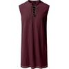JEMITOP Men Renaissance Medieval Viking Tunic Costume Shirt | Pure Cotton, Pirate, Knight, Halloween, Vampire, Sleeveless, Lace Up, Without Belt(Burgundy)