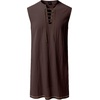 JEMITOP Men Renaissance Medieval Viking Tunic Costume Shirt | Pure Cotton, Pirate, Knight, Halloween, Vampire, Sleeveless, Lace Up, Without Belt(Dark Brown)