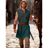 JEMITOP Men Renaissance Medieval Viking Tunic Costume Shirt | Pure Cotton, Pirate, Knight, Halloween, Vampire, Sleeveless, Lace Up, Without Belt(Dark Green)