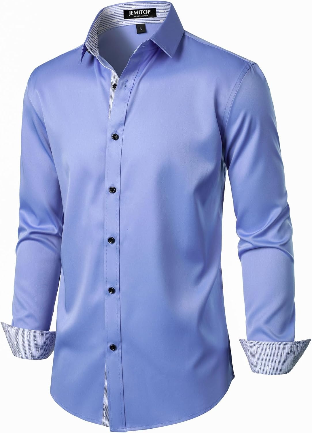 image:imageJEMITOP Mens Stretch MultiUse Dress Shirts Slight Sheen Long Sleeve Button Down Wedding Party Prom TuxedoBlue