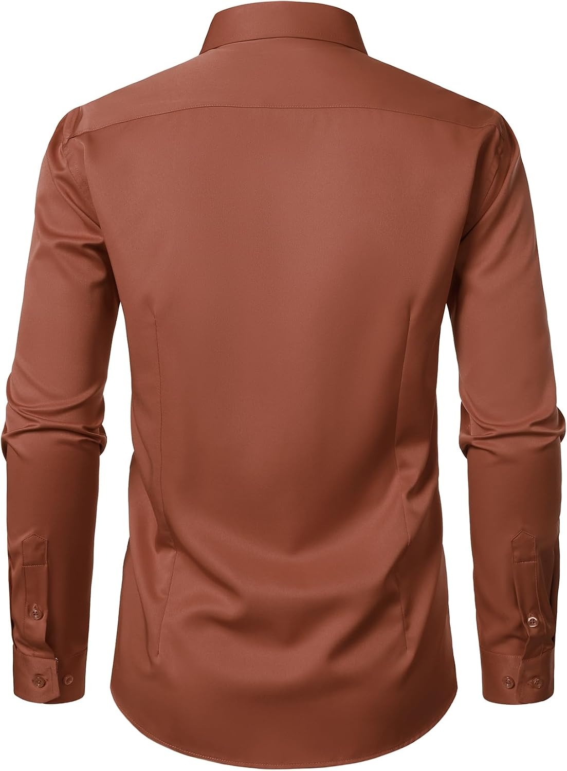image:imageJEMITOP Mens Stretch MultiUse Dress Shirts Slight Sheen Long Sleeve Button Down Wedding Party Prom TuxedoBurnt Orange