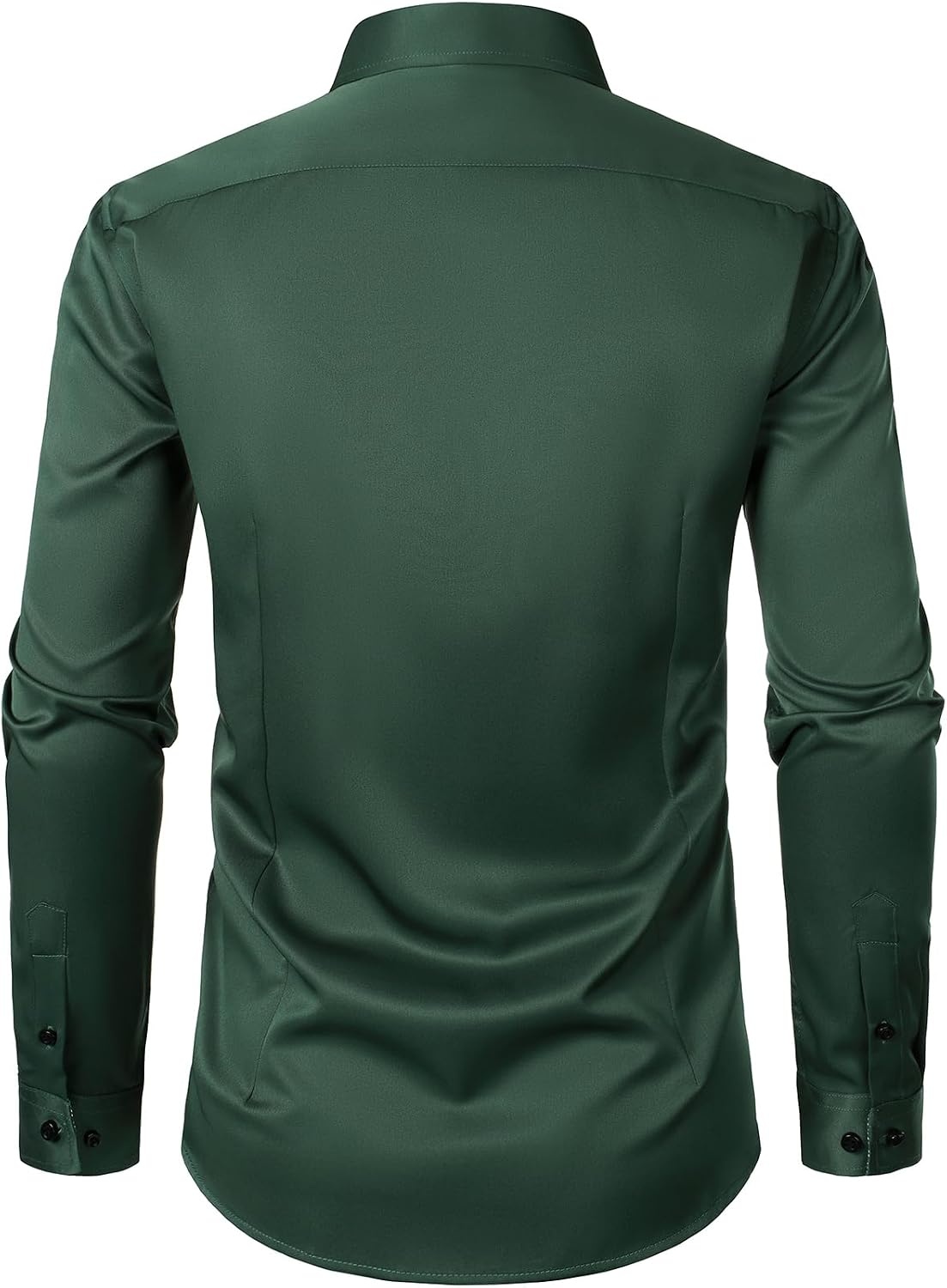 image:imageJEMITOP Mens Stretch MultiUse Dress Shirts Slight Sheen Long Sleeve Button Down Wedding Party Prom TuxedoDark Green