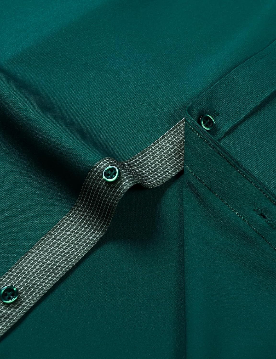 image:imageJEMITOP Mens Stretch MultiUse Dress Shirts Slight Sheen Long Sleeve Button Down Wedding Party Prom TuxedoEmerald Green