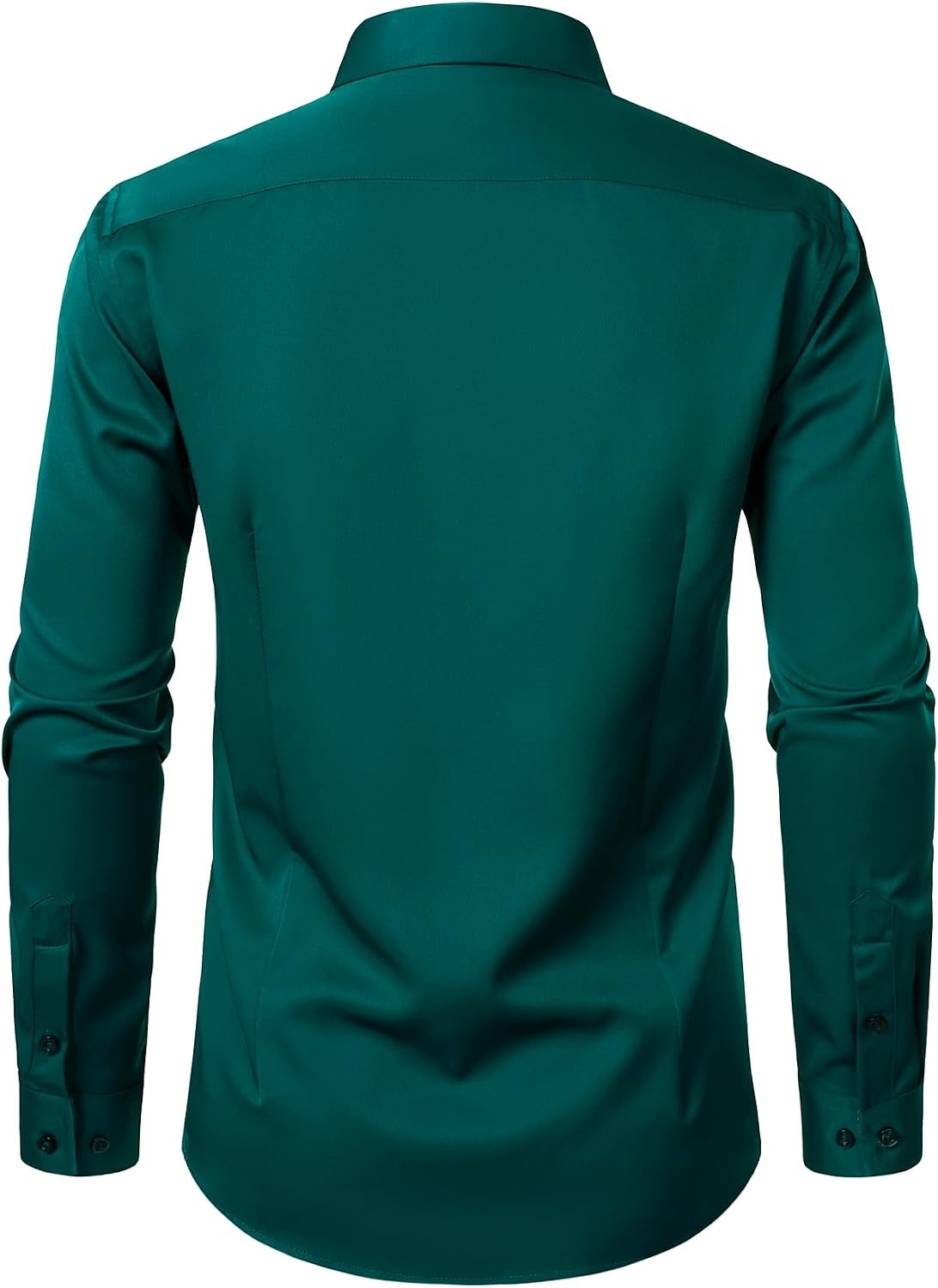 image:imageJEMITOP Mens Stretch MultiUse Dress Shirts Slight Sheen Long Sleeve Button Down Wedding Party Prom TuxedoEmerald Green