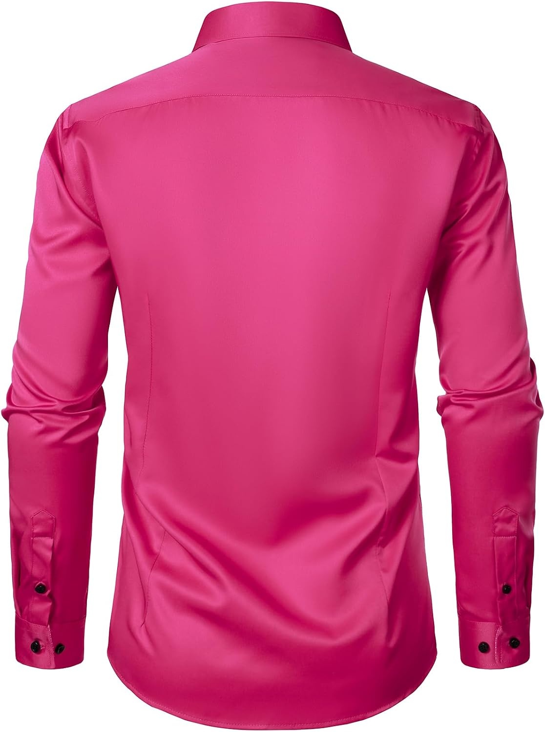 image:imageJEMITOP Mens Stretch MultiUse Dress Shirts Slight Sheen Long Sleeve Button Down Wedding Party Prom TuxedoHot Pink
