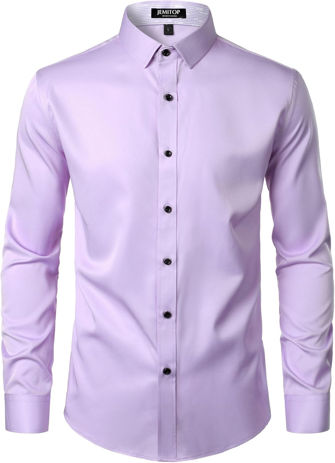 image:imageJEMITOP Mens Stretch MultiUse Dress Shirts Slight Sheen Long Sleeve Button Down Wedding Party Prom TuxedoLavender Purple