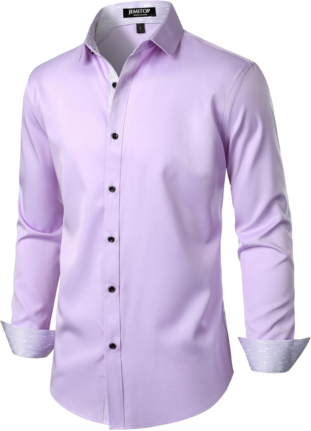 image:imageJEMITOP Mens Stretch MultiUse Dress Shirts Slight Sheen Long Sleeve Button Down Wedding Party Prom TuxedoLavender Purple