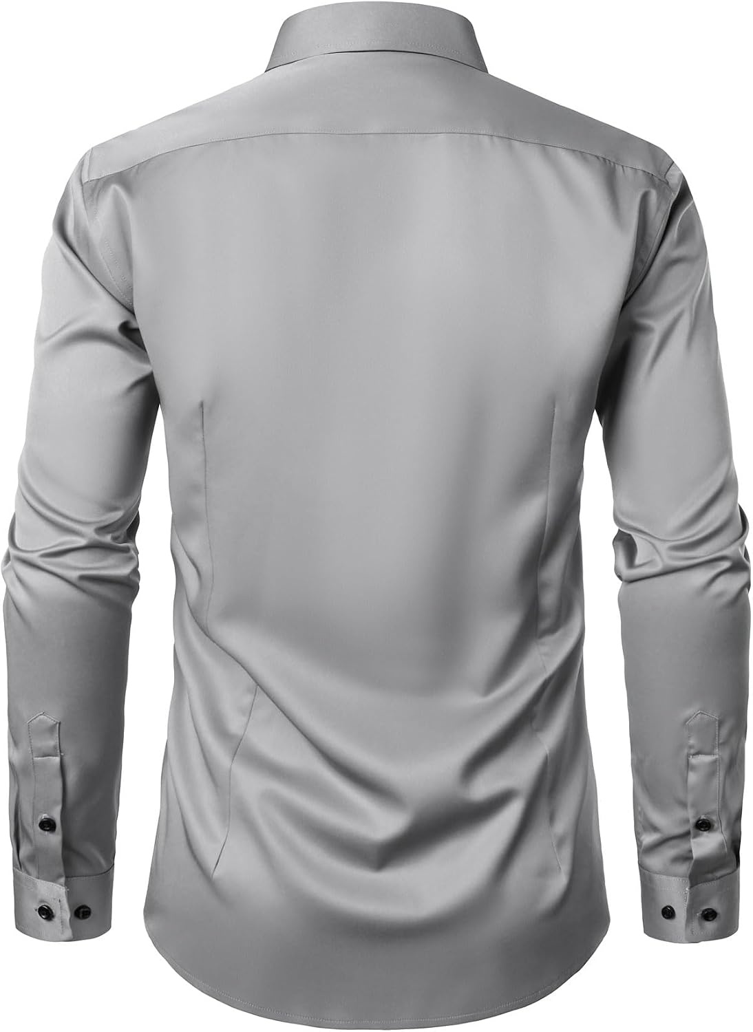 image:imageJEMITOP Mens Stretch MultiUse Dress Shirts Slight Sheen Long Sleeve Button Down Wedding Party Prom TuxedoLight Grey