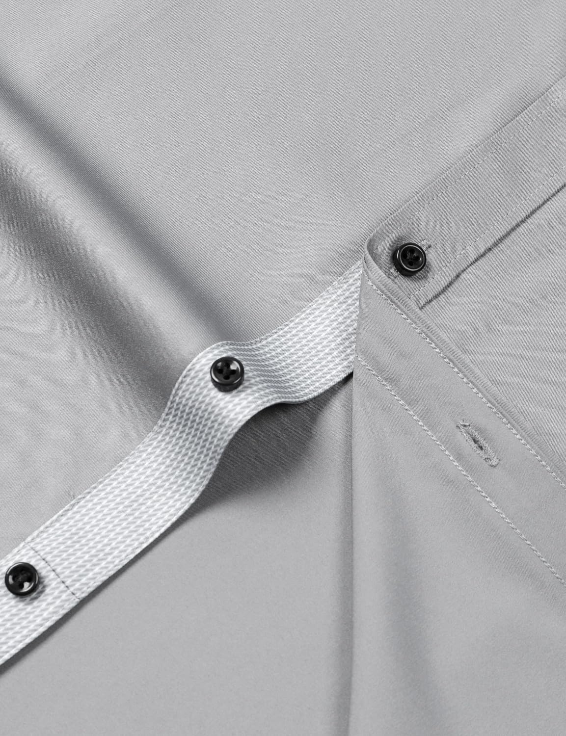 image:imageJEMITOP Mens Stretch MultiUse Dress Shirts Slight Sheen Long Sleeve Button Down Wedding Party Prom TuxedoLight Grey