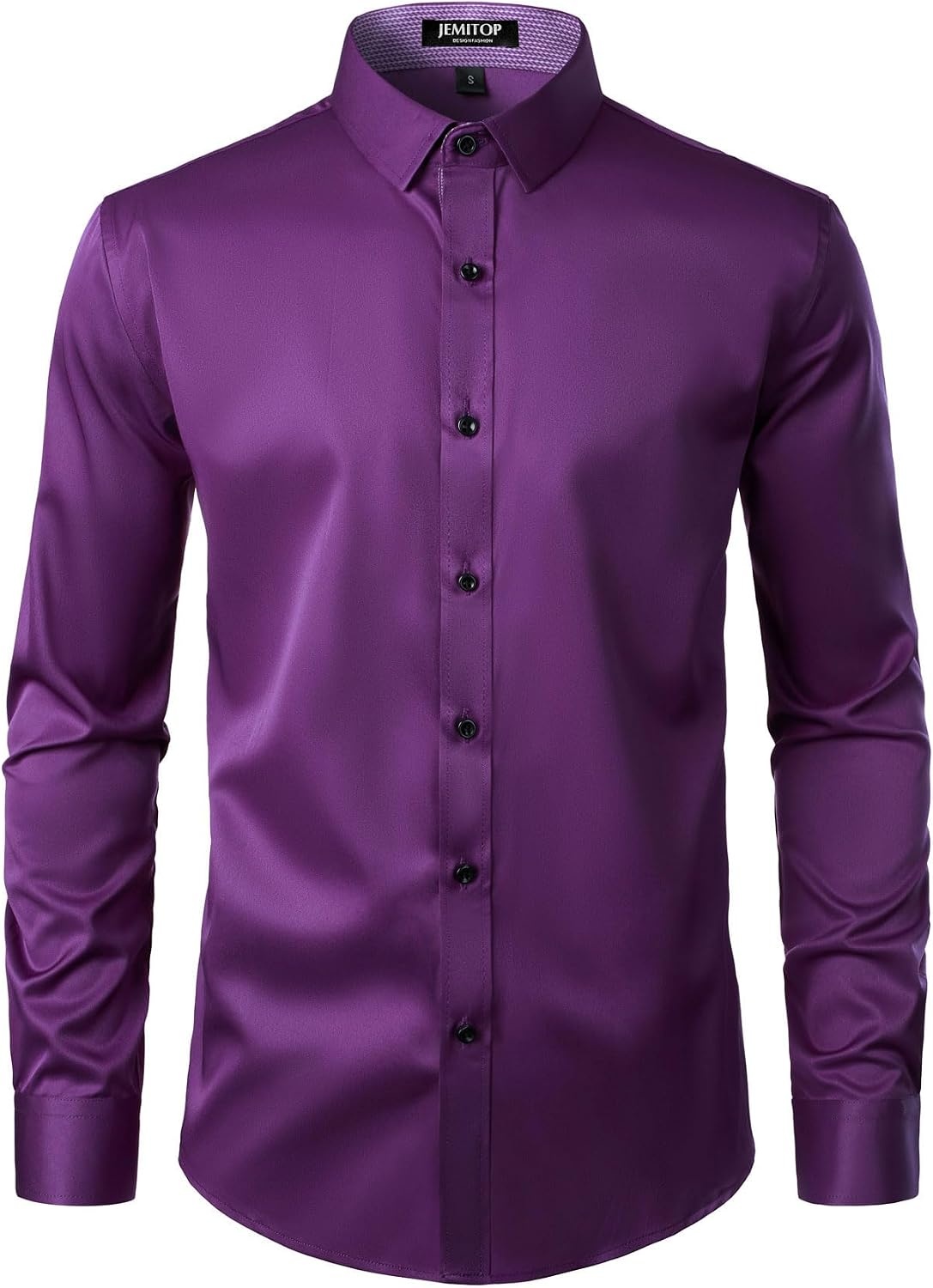 image:imageJEMITOP Mens Stretch MultiUse Dress Shirts Slight Sheen Long Sleeve Button Down Wedding Party Prom TuxedoPurple