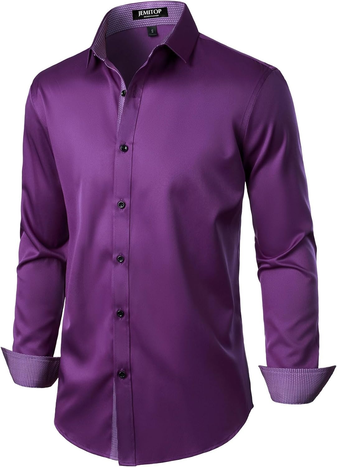 image:imageJEMITOP Mens Stretch MultiUse Dress Shirts Slight Sheen Long Sleeve Button Down Wedding Party Prom TuxedoPurple