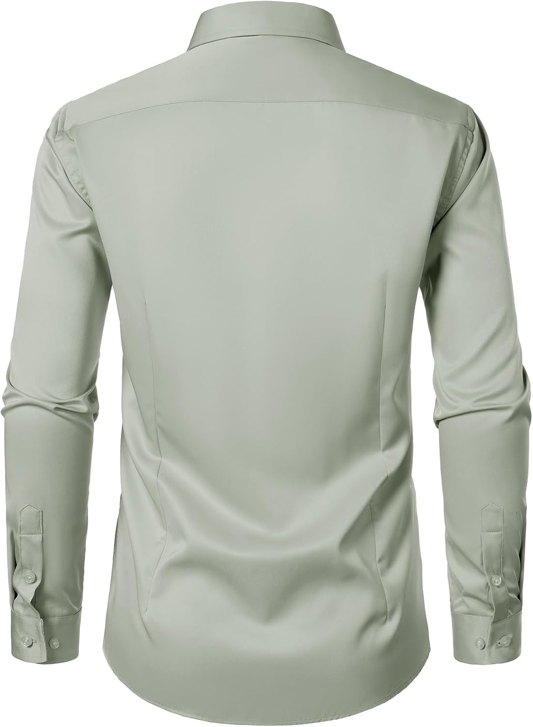 image:imageJEMITOP Mens Stretch MultiUse Dress Shirts Slight Sheen Long Sleeve Button Down Wedding Party Prom TuxedoSage Green